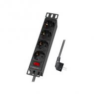 10" Steckdosenleiste, 1 HE, 4-fach