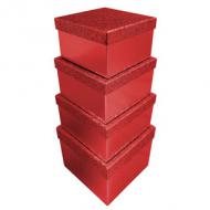 Geschenkboxen-Set "Glitter rot", 4-teilig