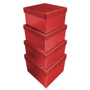 Geschenkboxen-Set "Glitter rot", 4-teilig X-31049-BXC