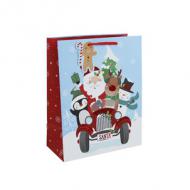 Weihnachts-Geschenktüte "Weihnachtsmann im Auto", mittel