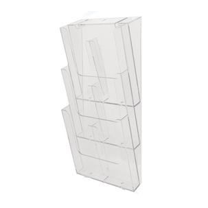 Wand-Prospekthalter, DIN A4 hoch - 3 Fächer 74358D