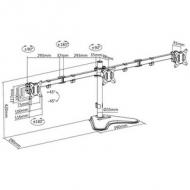 Dreifach-Monitorarm mit Standfuß - Abmessungen