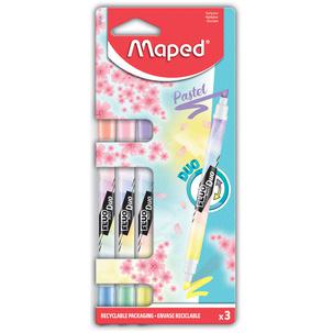 Textmarker FLUOPEPS PEN DUO Pastel, 3er Kartonblister 734128
