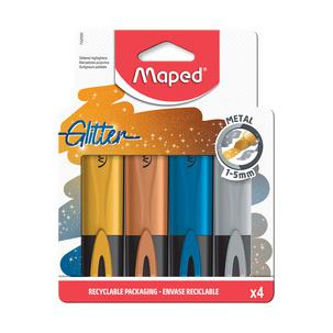 Textmarker GLITTER METAL, 4er Kartonetui 742000