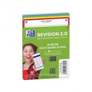 Oxford Fiches bristol REVISION 2.0, A6, bord de couleur blanc, quadrillé, 250 g / m2, coins arrondis, contient 32 fiches bristol  bord de couleur assorti en bleu rouge, vert, jaune, compatible avec SCRIZBEE, sous film (400153454)