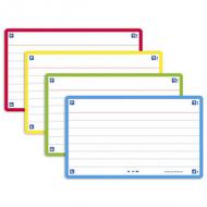 Oxford Fiches bristol FLASH 2.0, A7, bord de couleur blanc, ligné, 250 g / m2, coins arrondis, contient 32 fiches bristol  bord de couleur assorti en bleu rouge, vert, jaune, compatible avec SCRIZBEE, sous film (400153473)