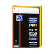 Oxford Feuilles simples COLOR SYSTEM, A4, seys 200 pages, 90 g / m2, papier extra-blanc, perforation 4 trous, chaque page a un cadre de couleur, 5 couleurs de cadre, compatible SCRIBZEE (400156834)