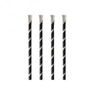 Papier-Trinkhalme mit Löffel "pure", schwarz-weiß gestreift