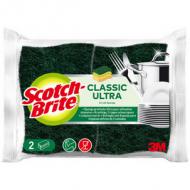 3M Scotch-Brite Eponge grattante CLASSIC ULTRA technologie 3 couches, 1 cté revtement vert spécial récurage, 1 cté éponge naturelle, longue durée contenu: 2 pices (E1810  /  F7100227321)