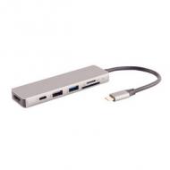 USB-Dockingstation 6in1, USB-C Stecker - HDMI, PD, Hub, SD