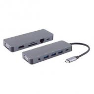 USB-Dockingstation 11in1, USB-C Stecker - HDMI, VGA, PD, Hub, SD, LAN, AUX