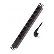 19" Steckdosenleiste mit Überspannungsschutz, 1 HE, 8-fach