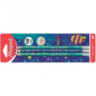 Bleistift PIXEL PARTY mit Radierer, 6er Blisterkarte