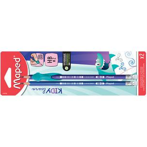 Bleistift, mit Radierer - 2er Blister mit Schreibhilfe 853500