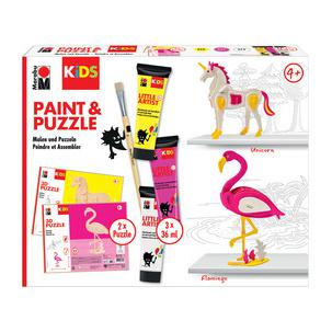 Paint & Puzzle Set LITTLE ARTIST - Flamingo & Einhorn 0305000000111