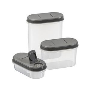 Schüttdose / Trockenvorratsdosen-Set Margerit, 3er Set - transparent / castlerock 11230808