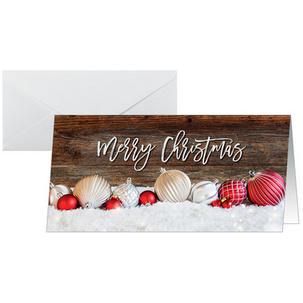 Weihnachtskarte "Red and white Christmas with dark wood" DS090