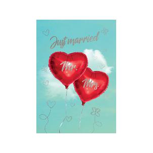 Hochzeitskarte "Mr & Mrs Luftballonherzen" 9072-16937