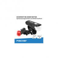 FISCHER Fahrrad-LED-Batterie-Beleuchtun Set, 20 Lux beeindruckende Helligkeit von 20 Lux, breiter und klarer Lichtstrahl, langlebige Nutzungsdauer, verschiedene Beleuchtungsmodi, mit praktischem Schnellspannsystem zur mühelosen Befestigung (50760)