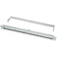 19" Keystone Patch Panel, 24 Port, lichtgrau