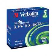 Verbatim DVD-RW Matt Silver, 4,7 GB, 4x, Hülle 120 Minuten gepackt zu 5 Stück (43285)