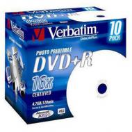Verbatim DVD+R 120 Minuten, 4,7 GB, 16x, Inkjet bedruckbar Printable Surfa  Hülle gepackt zu 10 Stück (43508)