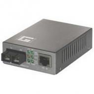 levelone Power over Ethernet (PoE) Konverter, 1 x RJ45 10 / 100BaseTX Port auf 1 x LWL-SC 100BaseFX Port, Singlemode, 20 km Reichweite Metallgehuse, schwarz, Mae: (B)70 x (T)115 x (H)22 mm ohne Netzteil, (FVT-0104TXFC)