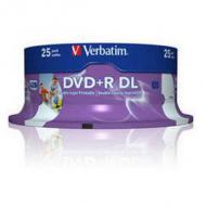 Verbatim DVD+R Inkjet 240 Minuten, 8,5 GB, 8 x, Double Layer 25er Spindel, Printable Surfa (43667)