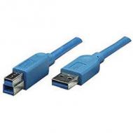 Manhattan usb kabel a -> b st/st  3.00m blau (322454)