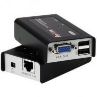 ATEN USB Mini KVM Extender, 150 m Reichweite schwarzes Metallgehäuse, Auflösungen: 1.920 x 1.200 Pixel (30 m), 1.280 x 1.024 (100 m), eingebauter Schutz gegen statische Entladungen, lokal: 1x USB-B Kupplung, 1x HDB-15 Stecker, Gegenstelle: 2x USB-A Kupplung, 1x HDB-15 Kupplung, Wandmontage möglich, Maße: (B)90 x (T)55 x (H)24 mm  100)