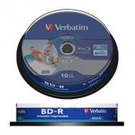 •10x verbatim blu-ray bd-r 25gb (6x) wide printable (43804)