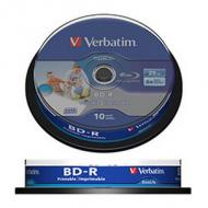 10x verbatim blu-ray bd-r 25gb (6x) wide printable (43804)