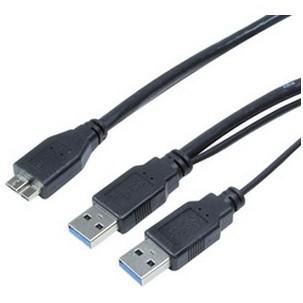 USB 3.0 Y-Stromkabel, 2 x USB A-Stecker - USB-B Micro Stecker CU0072