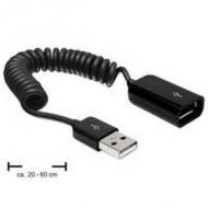 Delock usb kabel a -> a st / bu  0.20m-0.60m sw spiral (83163)