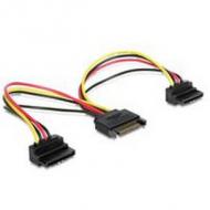 Delock stromkabel sata 15pin -> 2x sata 15pin 90° st / bu / bu (60128)