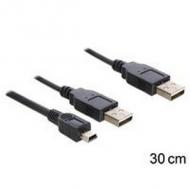 Delock usb y-kabel 2x a -> mini b st / st 0.30m (83178)