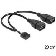 Delock usb kabel pinheader 10pin > 2x a bu bu 0.20m 83292