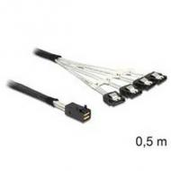 Delock sas kabel mini sas hd -> 4x sata 7pin st / st 0.50m (83392)