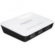 DELOCK HUB USB 3.0 3 Port extern + 1 x Gigabit Lan Port schwarz-weiss (62431)