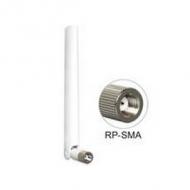 DELOCK Antenne WLAN RP-SMA 802.11 a / b / g / n 2-4 dBi omni Gelenk weiss (88460)