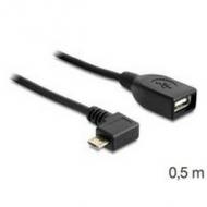 Delock usb kabel a -> micro-b 90°otg bu / st 0.50m sw (83271)