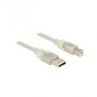 DELOCK Kabel USB 2.0 A Stecker USB 2.0 B Stecker transparent 3m (83895)