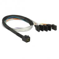 DELOCK Kabel mini SAS HD SFF-8643 4 x SATA 7 Pin + Sideband 0,5 m Metall (83315)