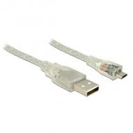 DELOCK Kabel USB 2.0 Typ-A Stecker USB 2.0 Micro-B Stecker 1 m transparent (83898)