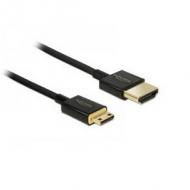 DELOCK Kabel High Speed HDMI mit Ethernet - HDMI-A Stecker HDMI Mini-C Stecker 3D 4K 1 m Slim Premium (84776)