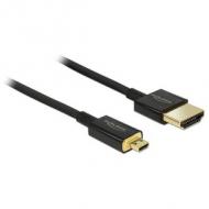DELOCK Kabel High Speed HDMI mit Ethernet - HDMI-A Stecker HDMI Micro-D Stecker 3D 4K 0,5 m Slim Premium (84788)
