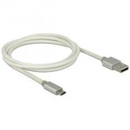 Delock usb kabel a -> micro-b st / st 1.00m weiß textilmantel (83916)