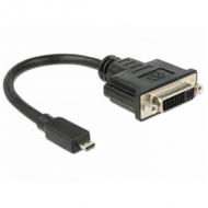 DELOCK Adapterkabel micro HDMI-D Stecker DVI 24+5 Buchse schwarz ca. 20cm (65563)