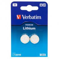 Verbatim lithium knopfzelle cr2016 2er pack (49934)