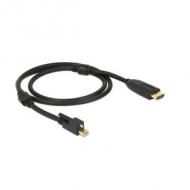 DELOCK Cable mini Displayport 1.2 male mit screw HDMI male 4K Active schwarz 1 m (83730)